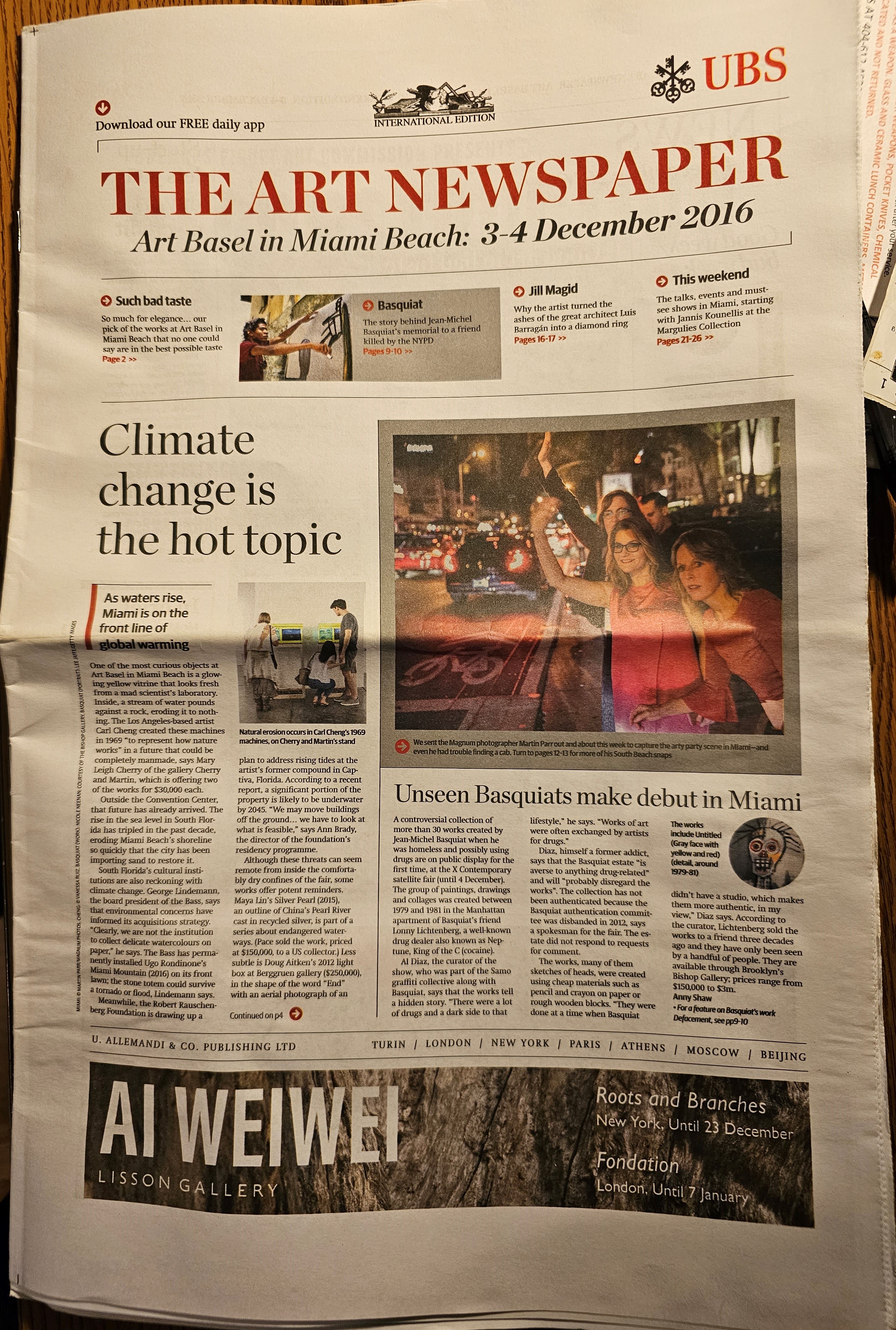 The Art Newspaper � Art Basel Miami 2016 front cover